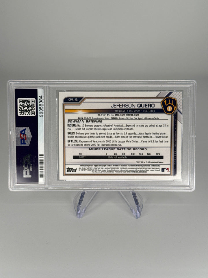 Jefferson Quero 2021 Bowman Chrome 1st Auto, PSA 10 Gem Mint