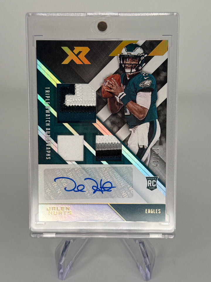 Jalen Hurts 2020 Panini XR Rookie Triple Patch Auto, 12/25