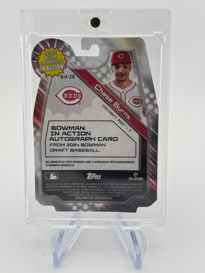 Chase Burns 2024 Bowman Chrome Top Prospects in Action Die Cut Auto, 47/99