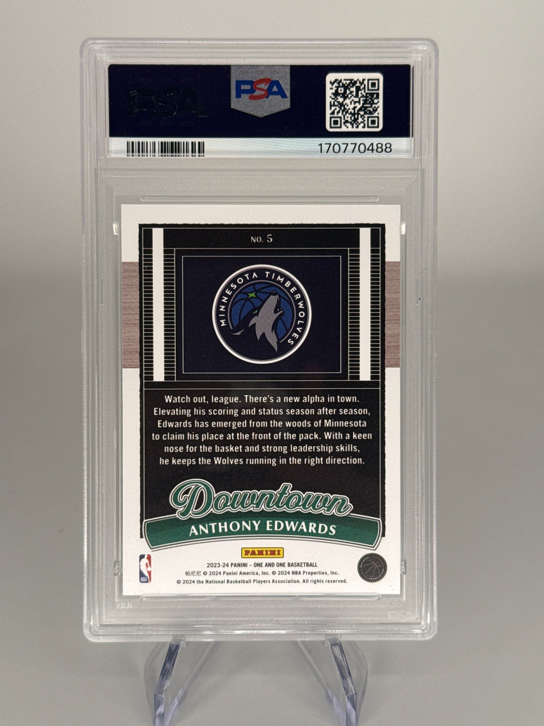 Anthony Edwards 2023 Panini One & One Downtown SSP Case Hit, PSA 9 Mint