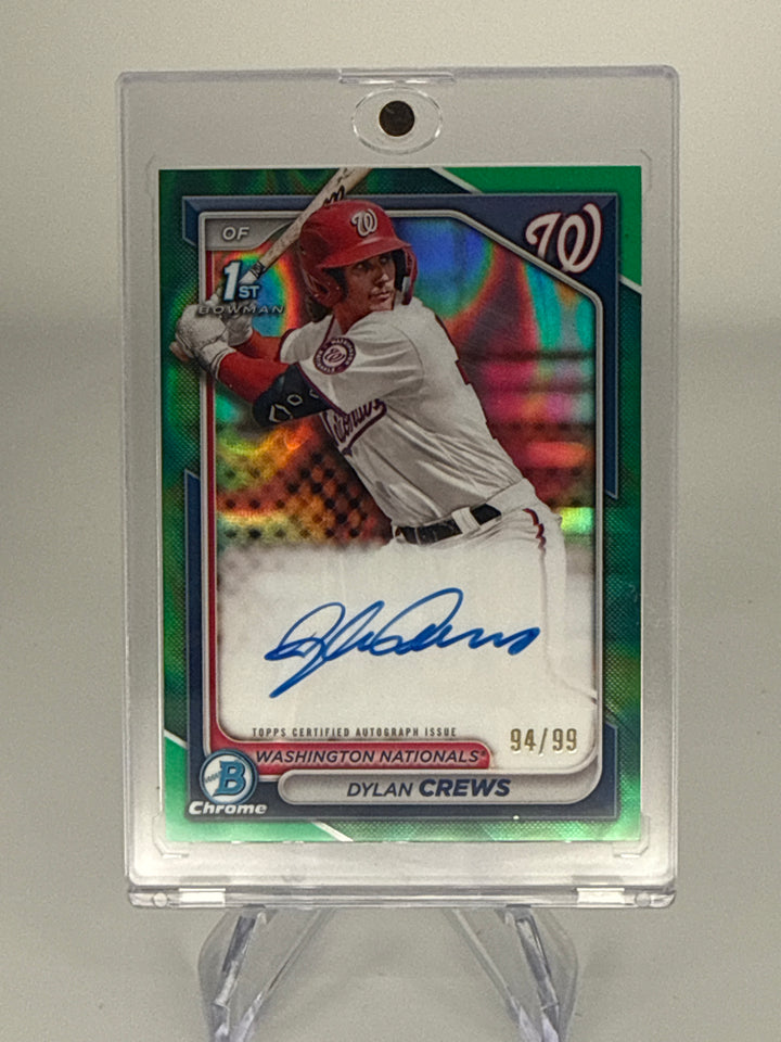 Dylan Crews 2024 Bowman Chrome 1st Green Lava Refractor Auto, 94/99