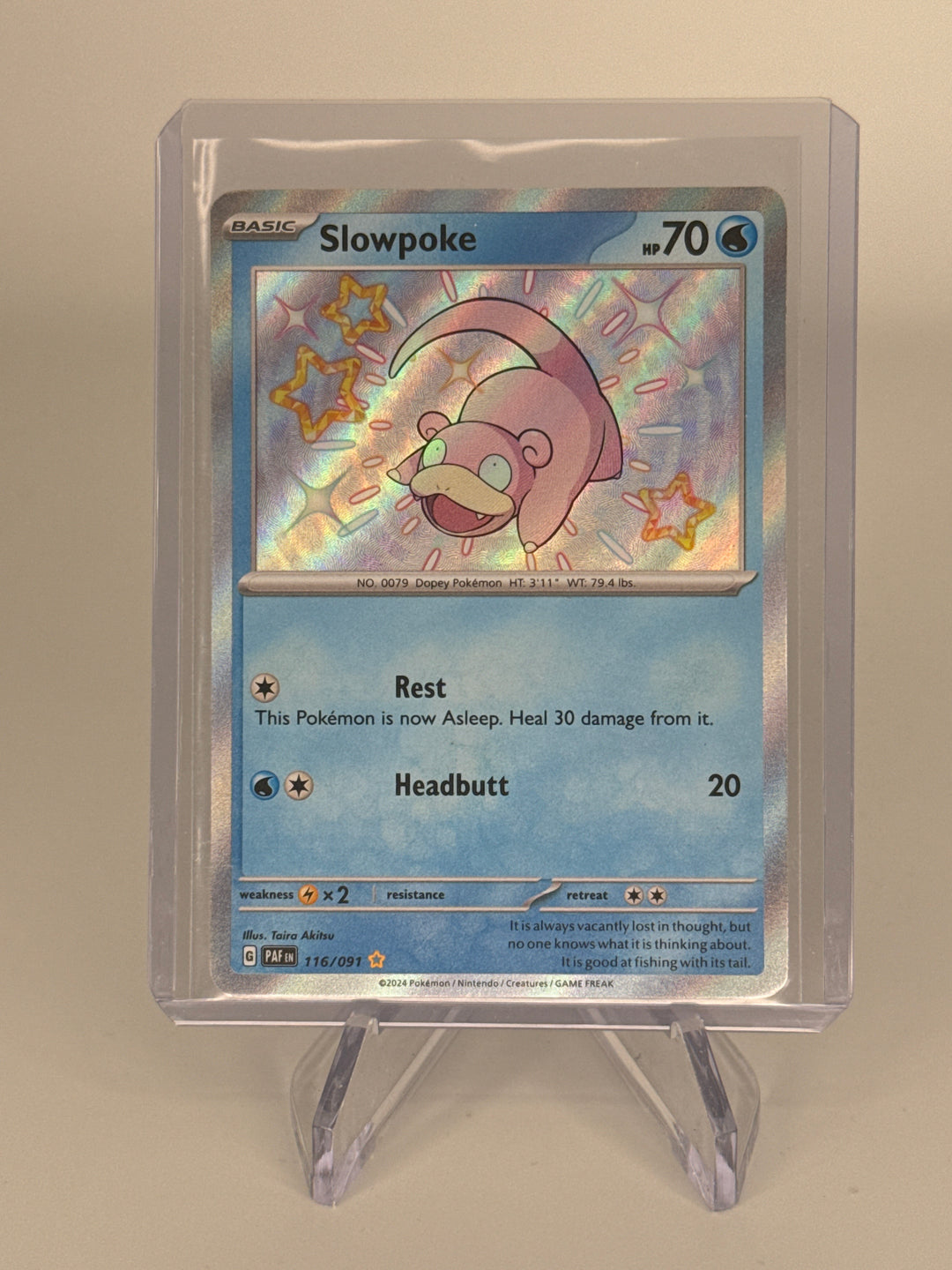 Pokemon TCG 2024 Slowpoke Paldean Fates Shiny Holo Rare, 116/091