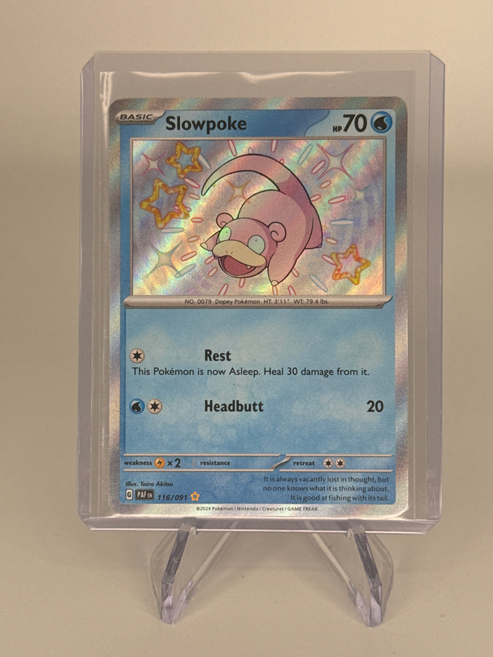 Pokemon TCG 2024 Slowpoke Paldean Fates Shiny Holo Rare, 116/091