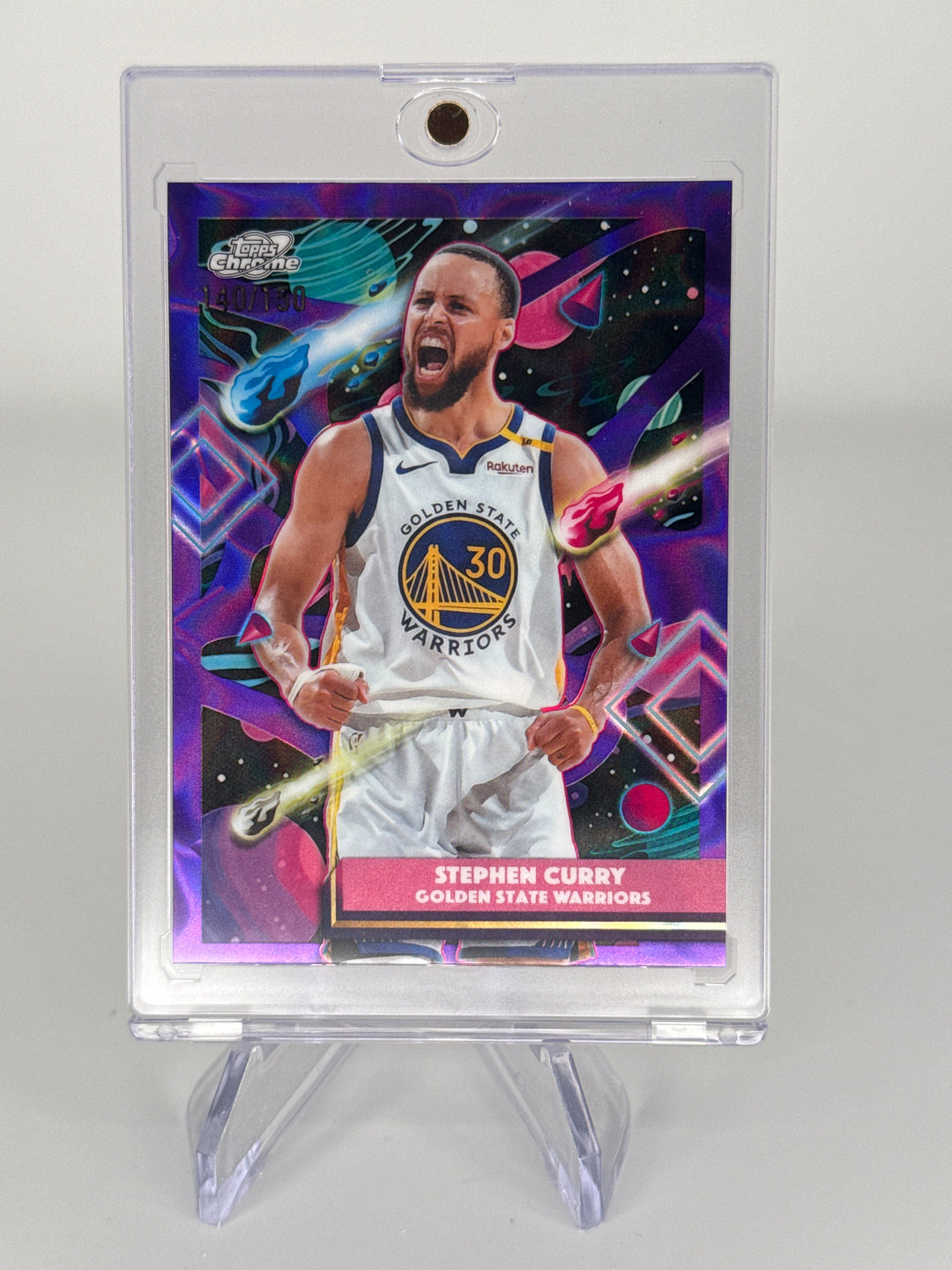 Stephen Curry 2026 Topps Chrome Cosmic Purple Nebula Refractor, 140/150