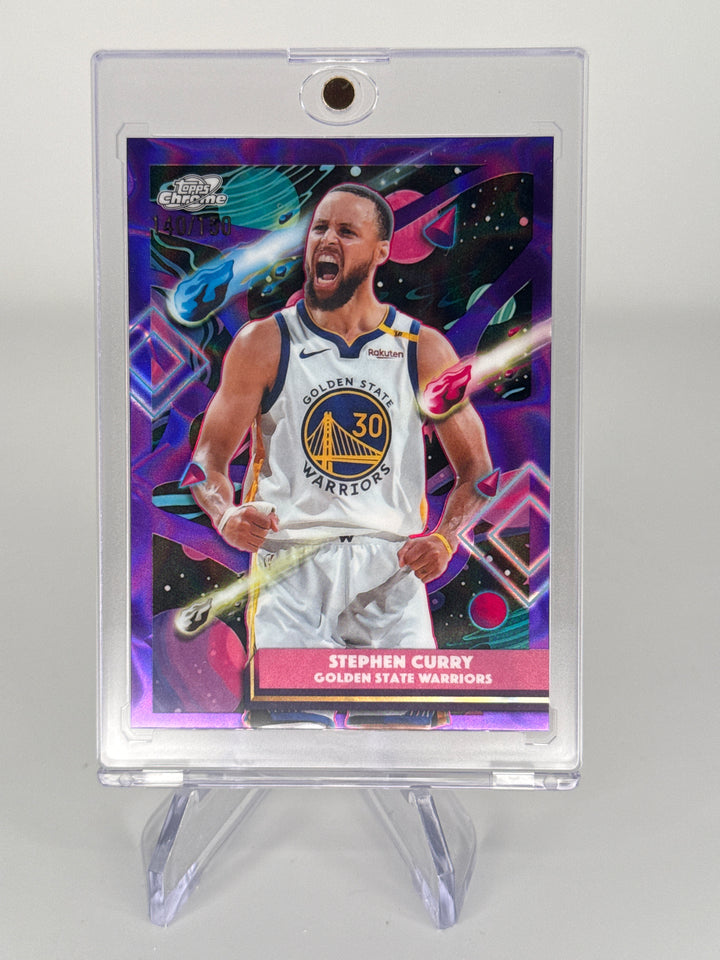 Stephen Curry 2026 Topps Chrome Cosmic Purple Nebula Refractor, 140/150