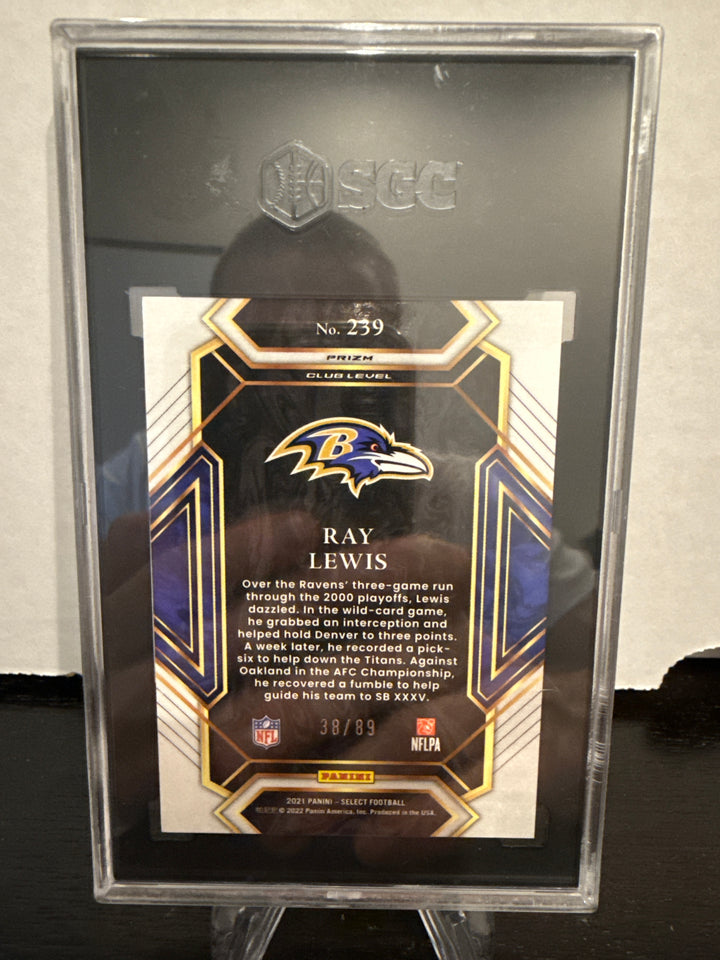 Ray Lewis 2021 Panini Select Dragon Scale Prizm, 38/89, SGC 9.5 Gem Mint