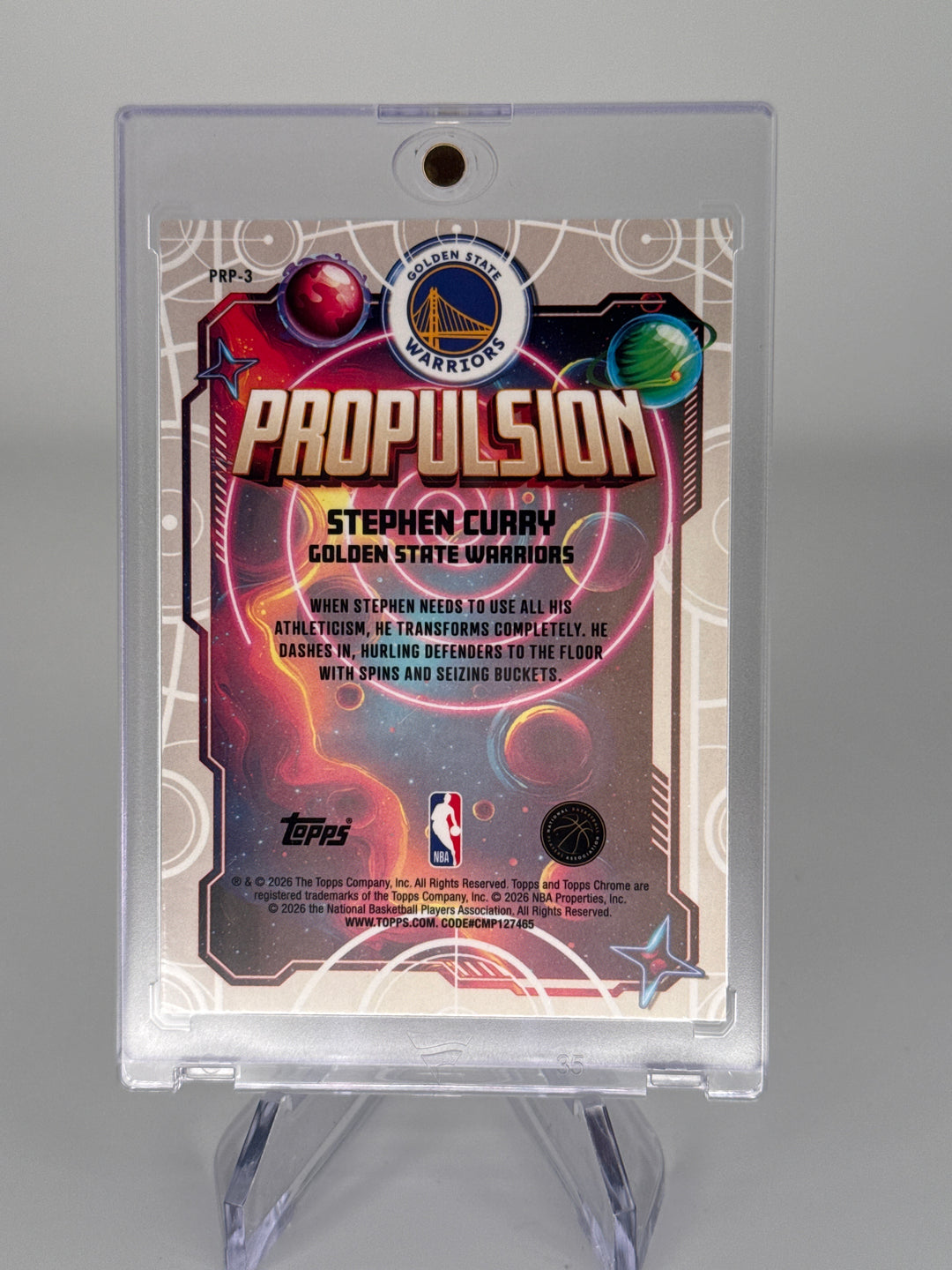 Stephen Curry 2026 Topps Chrome Cosmic Propulsion Blue Moon Refractor, 83/99