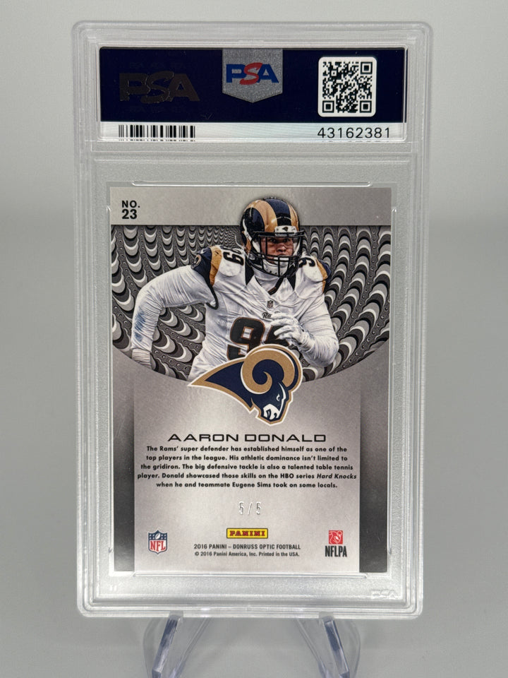 Aaron Donald 2016 Panini Donruss Optic Prototype Green, 5/5, PSA 9 Mint