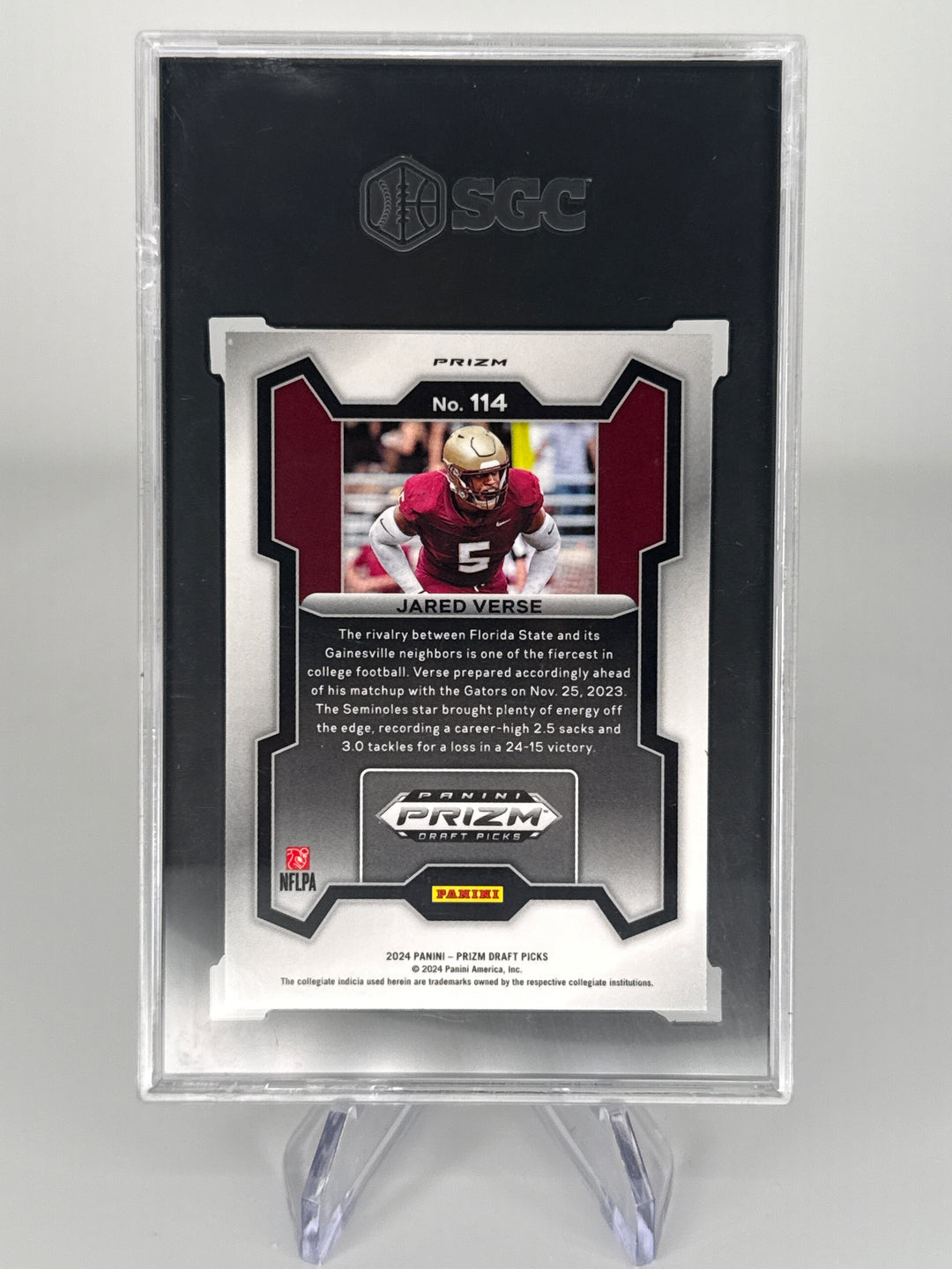 Jared Verse 2024 Panini Prizm Draft Picks Snakeskin Prizm SSP Rookie, SGC 10 Gem Mint