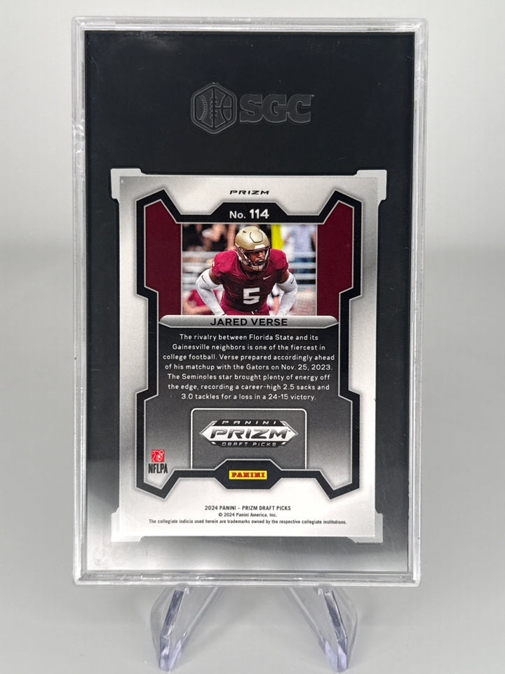 Jared Verse 2024 Panini Prizm Draft Picks Snakeskin Prizm SSP Rookie, SGC 10 Gem Mint