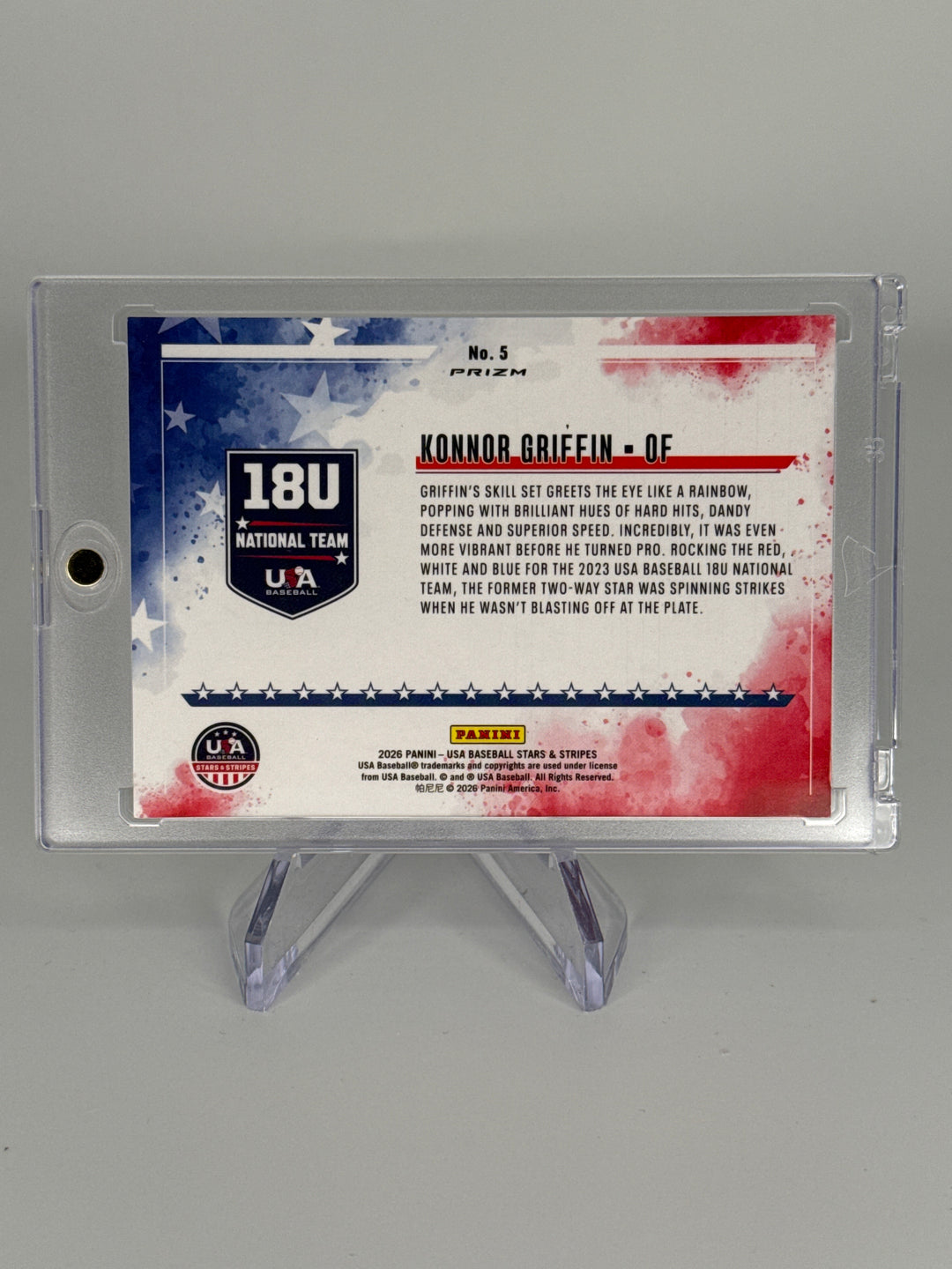 Konnor Griffin 2026 Panini USA Stars & Stripes Color Blast SSP Case Hit