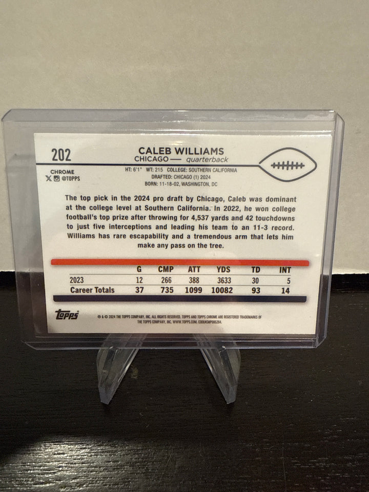 Caleb Williams 2024 Topps Chrome Sapphire Rookie
