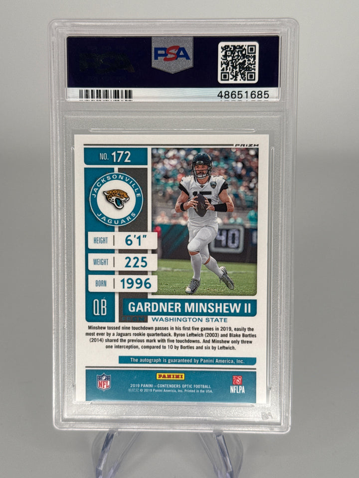 Gardner Minshew 2019 Panini Contenders Optic Rookie Ticket Auto, PSA 10 Gem Mint