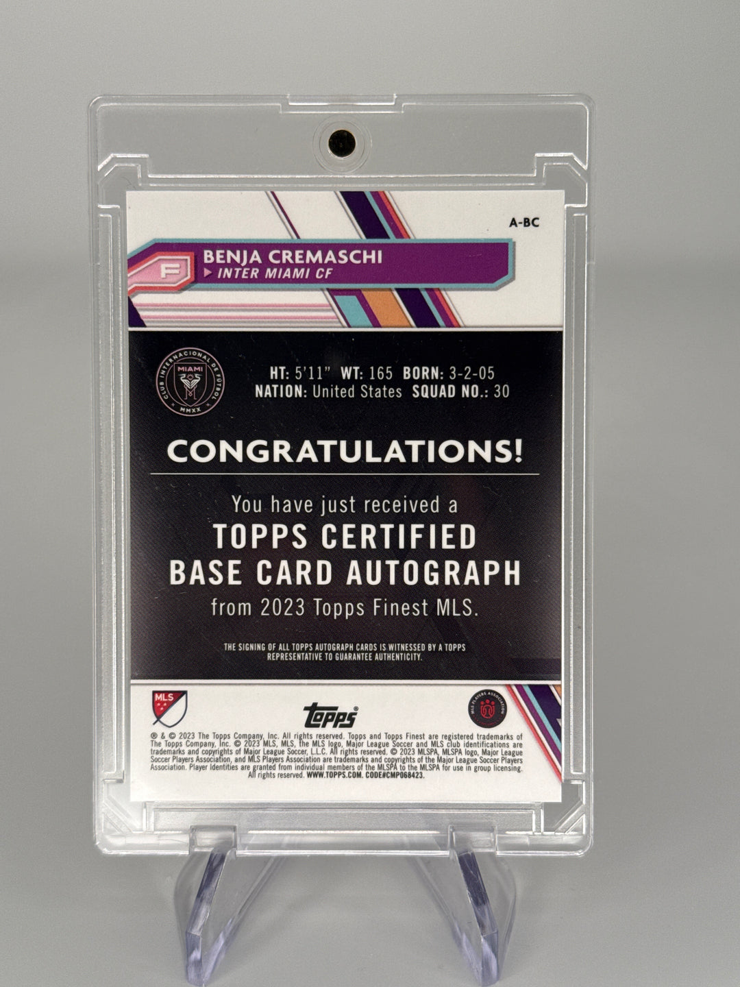 Benja Cremaschi 2023 Topps Finest Rookie Auto Orange, 10/25