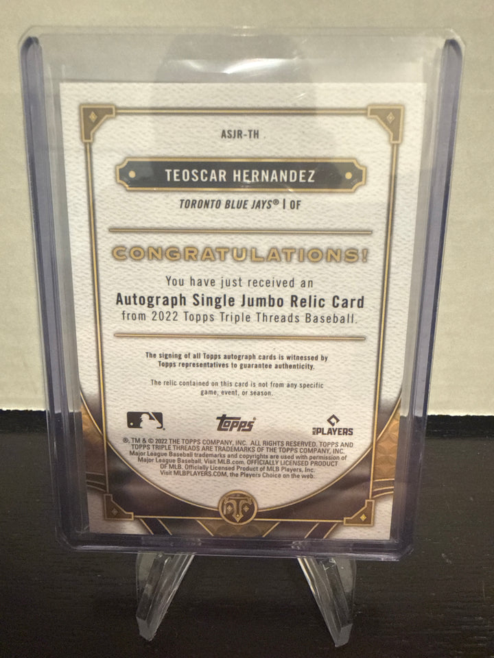 Teoscar Hernandez 2022 Topps Triple Threads Jumbo Relic Auto Purple, 29/75