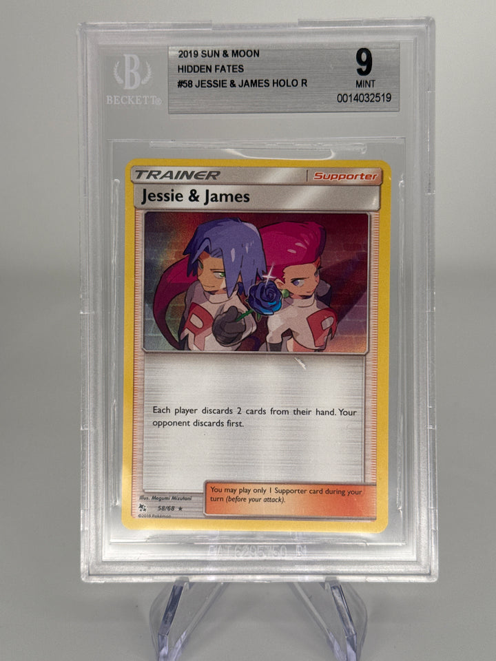 Pokemon TCG 2019 Jessie & James Sun & Moon Hidden Fates Trainer, 58/68, BGS 9 Mint