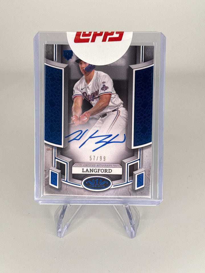 Wyatt Langford 2024 Topps Tier One Blue Foil Rookie Auto, 57/99