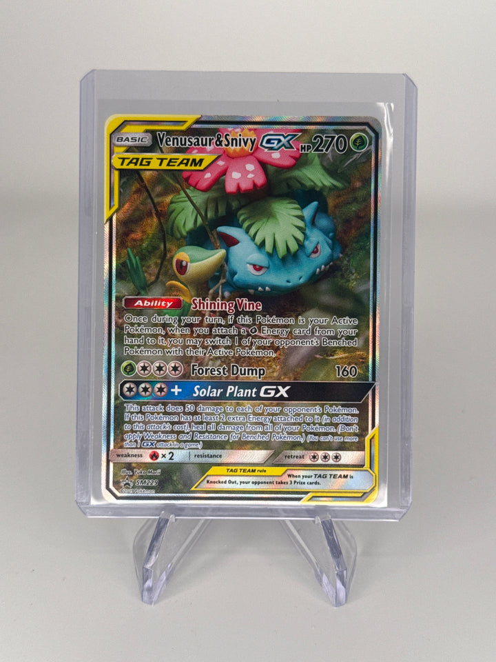 Pokémon TCG 2019 Venusaur & Snivy GX Tag Team Black Star Promo Full Art Holofoil, SM229
