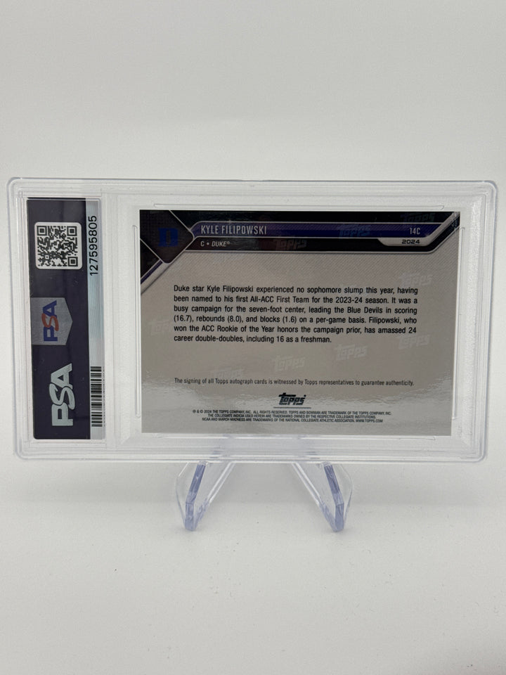 Kyle Filipowski 2023 Bowman University Now March Madness Purple Auto, 18/25, PSA 9 Mint