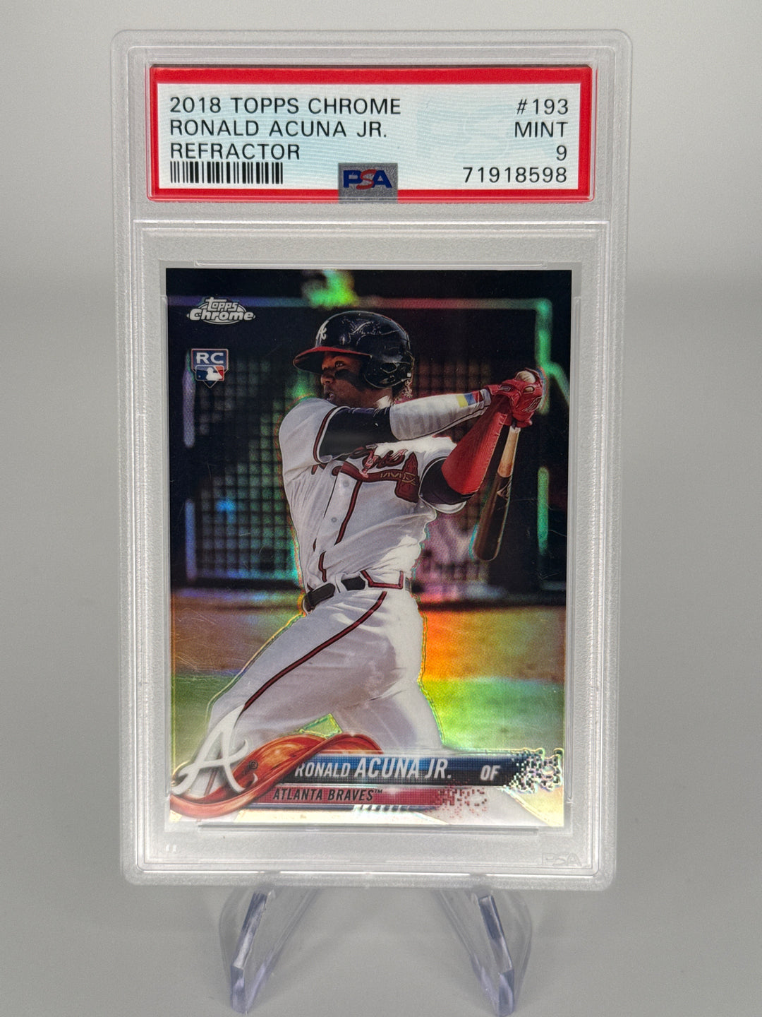Ronald Acuna 2018 Topps Chrome Rookie Refractor, PSA 9 Mint