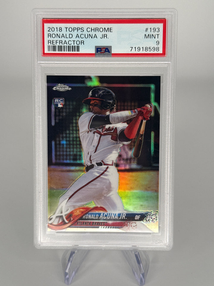 Ronald Acuna 2018 Topps Chrome Rookie Refractor, PSA 9 Mint