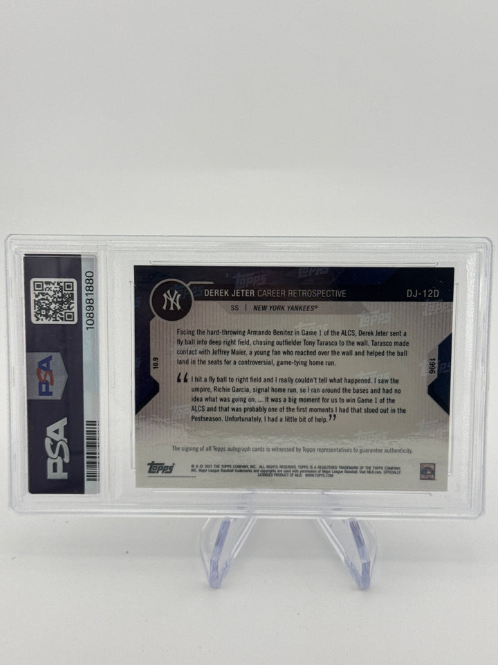 Derek Jeter 2020 Topps Now Chrome Career Retrospective Red Auto, 9/10, PSA 9 Mint, PSA 10 Gem Mint Auto