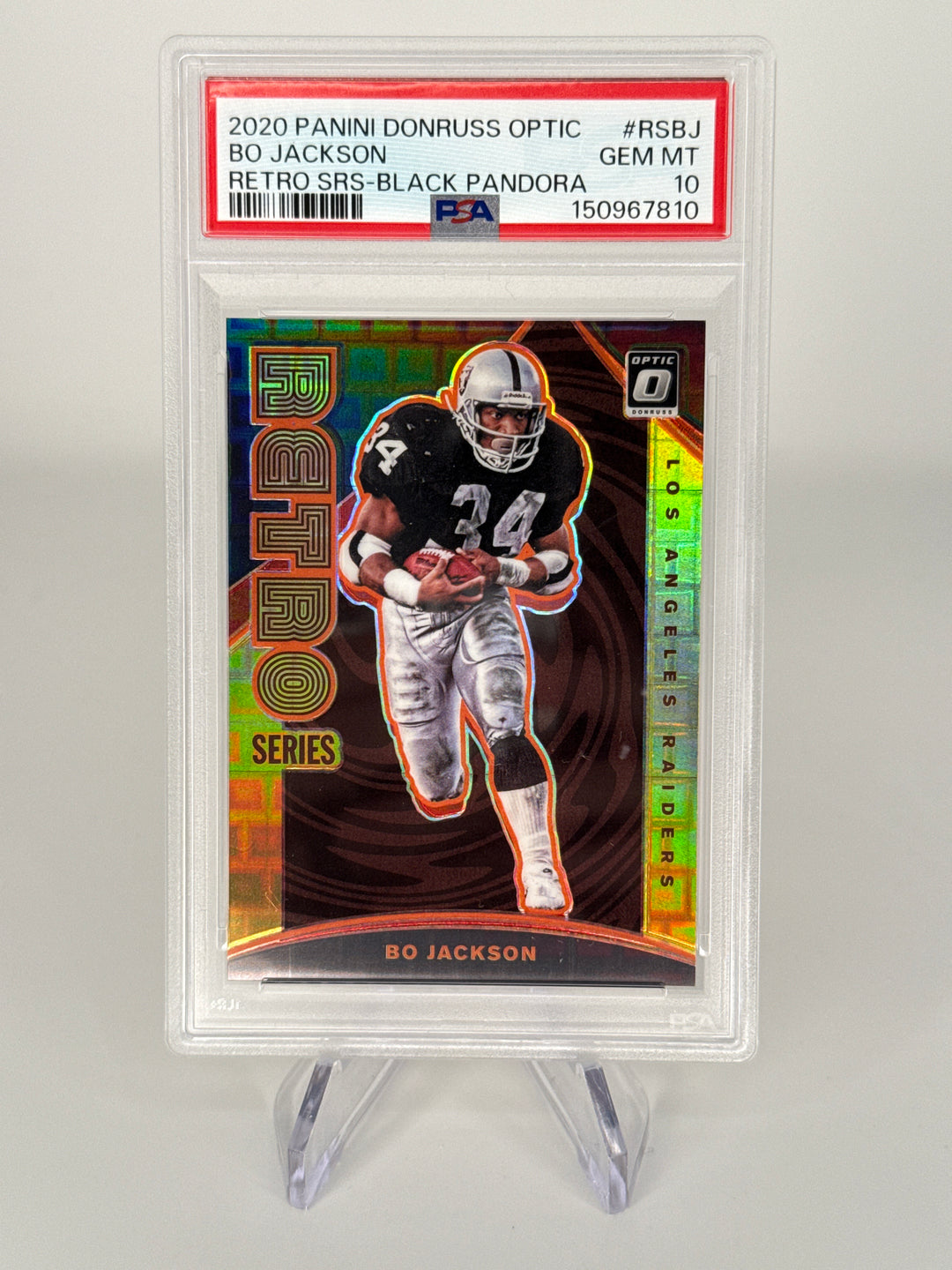 Bo Jackson 2020 Panini Donruss Optic Retro Series Black Pandora, 12/25, PSA 10 Gem Mint