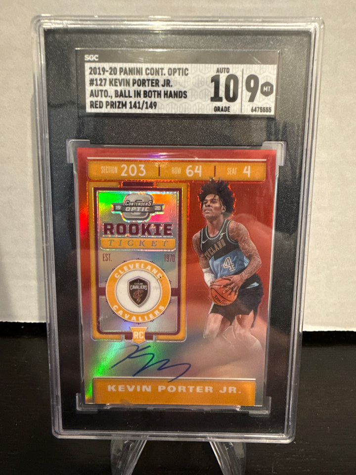 Kevin Porter Jr 2019-2020 Panini Contenders Optic Rookie Ticket Image Variation Auto Red, 141/149, SGC 9 Mint