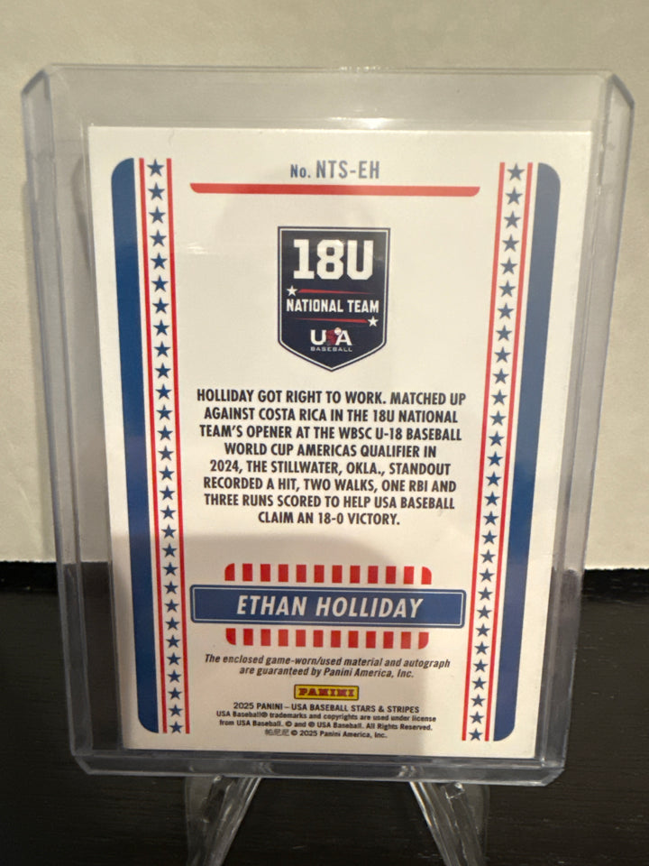 Ethan Holliday 2025 Panini USA Stars & Stripes Patch Auto, 100/199