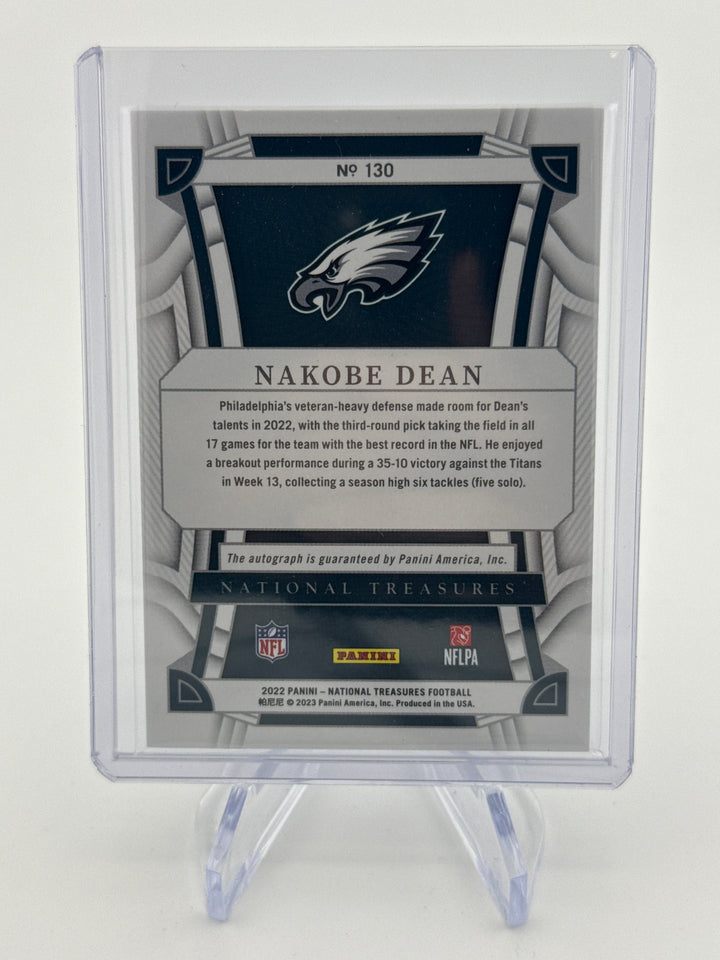 Nakobe Dean 2022 Panini National Treasures Rookie Auto, 76/99
