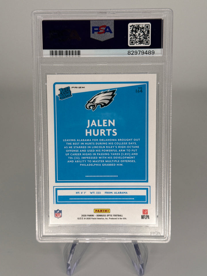 Jalen Hurts 2020 Panini Donruss Optic Purple Shock Rookie, PSA 9 Mint