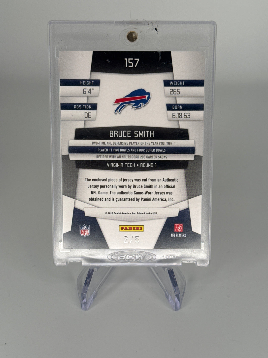 Bruce Smith 2010 Panini Certified Immortals Mirror Green Relic, 2/5