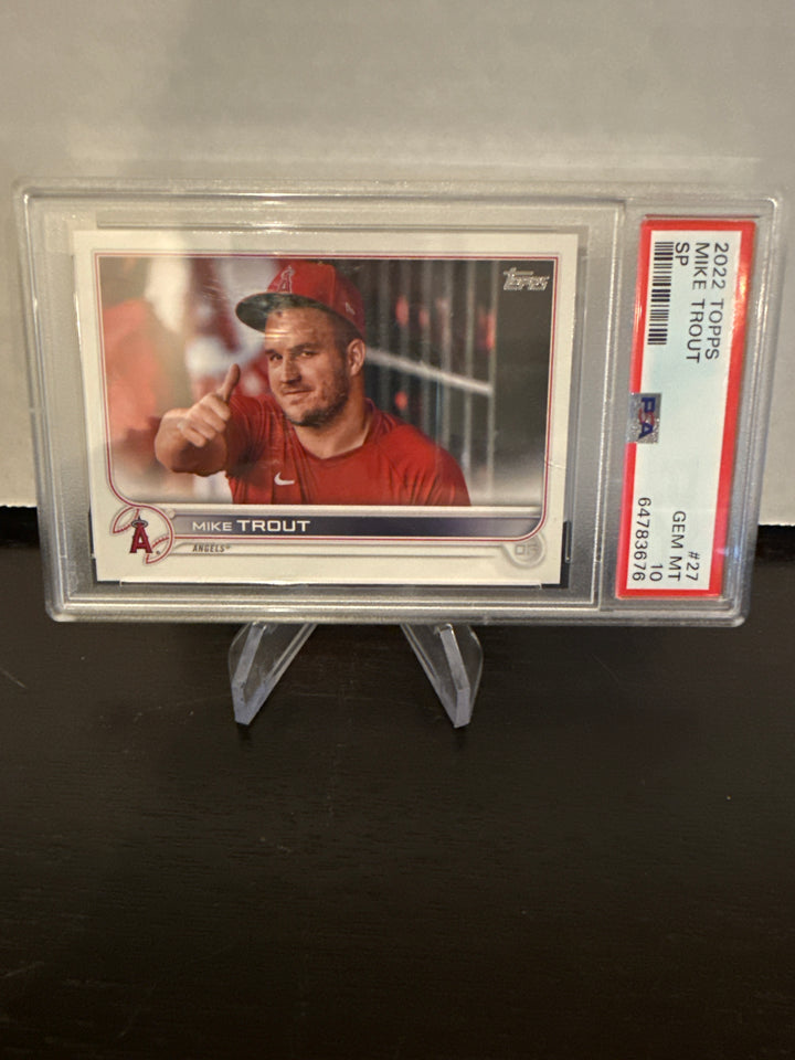Mike Trout 2022 Topps Series One SP Image Variation, PSA 10 Gem Mint