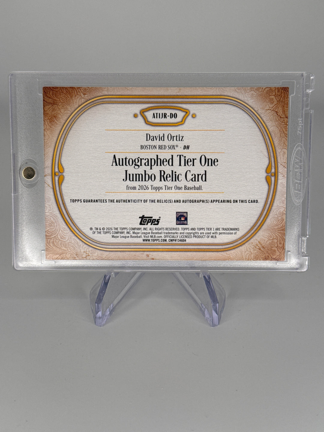 David Ortiz 2026 Topps Tier One Jumbo Relic Auto Blue, 82/99