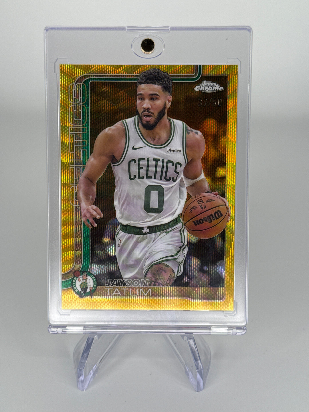 Jayson Tatum 2025 Topps Chrome Gold Wave, 37/50