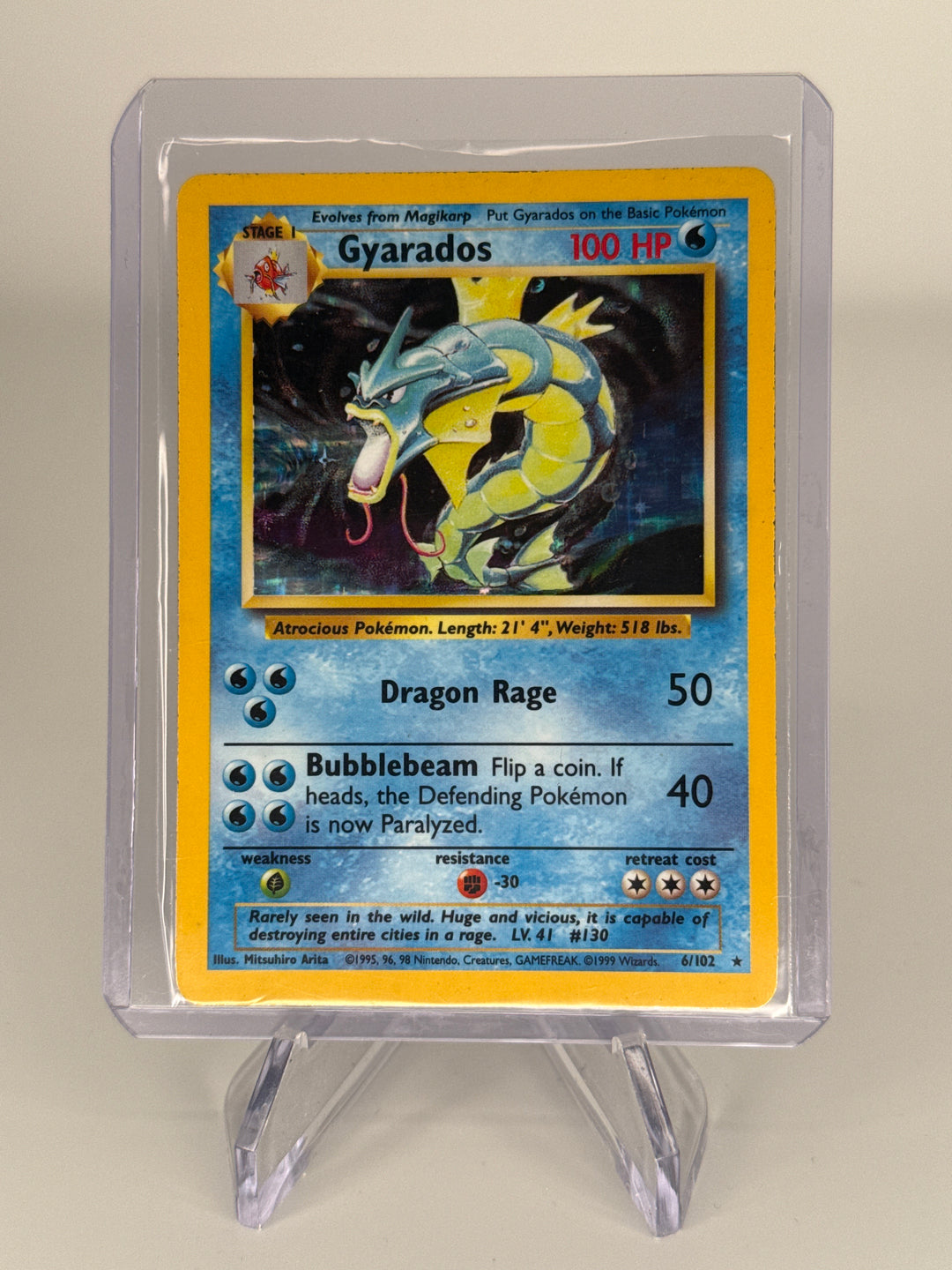 Pokemon TCG 1999 Gyarados Base Set Holo, 6/102