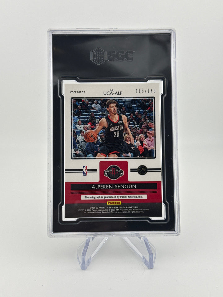 Alperen Sengun 2021-2022 Panini Contenders Optic Up and Coming Rookie Auto Silver, 116/149, SGC 9 Mint, SGC 10 Auto