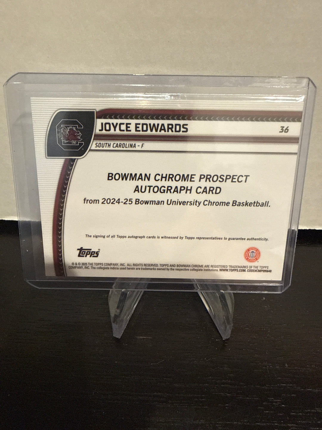 Joyce Edwards 2025 Bowman Chrome University 1st Black Wave Auto