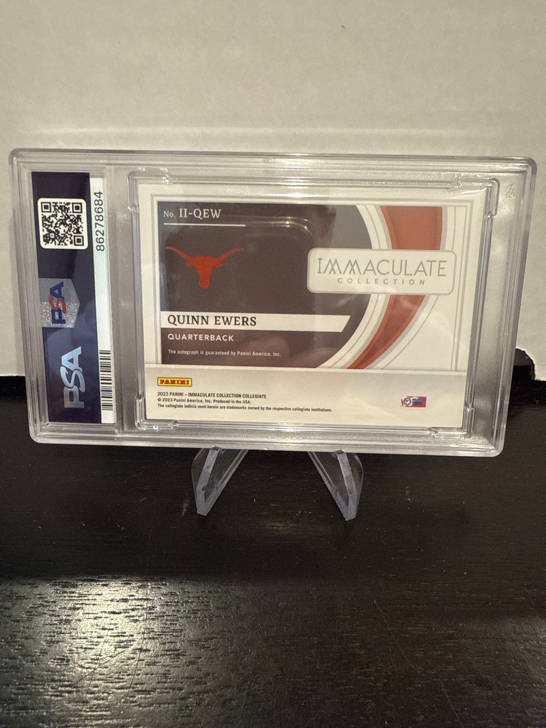 Quinn Ewers 2023 Panini Immaculate Collegiate Introductions Auto, 66/99, PSA 10 Gem Mint