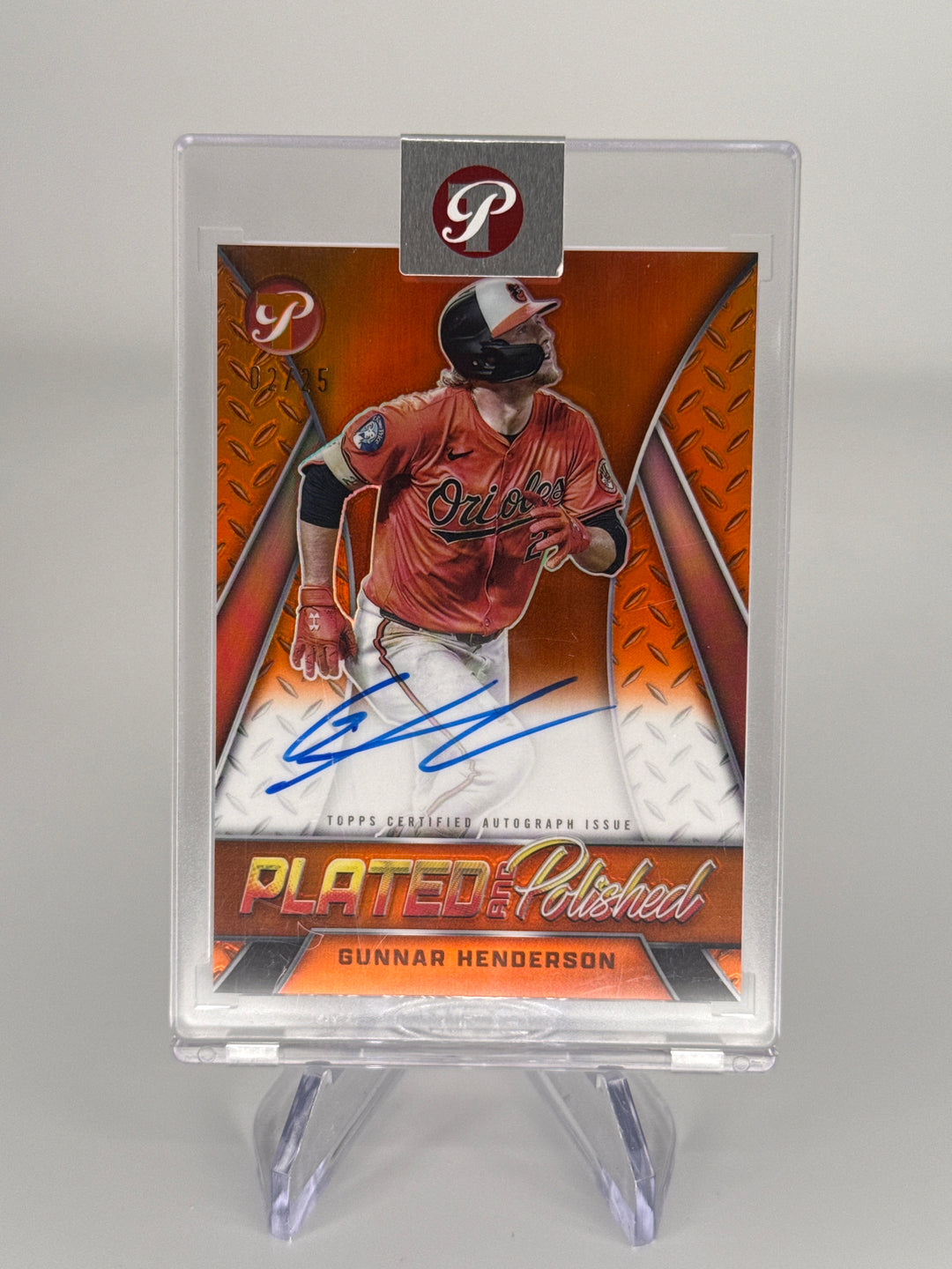 Gunnar Henderson 2025 Topps Pristine Plated & Polished Orange Refractor Auto, 02/25