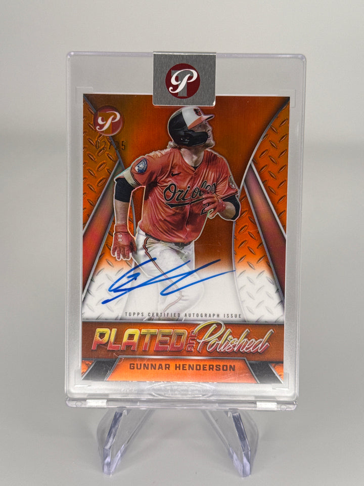 Gunnar Henderson 2025 Topps Pristine Plated & Polished Orange Refractor Auto, 02/25