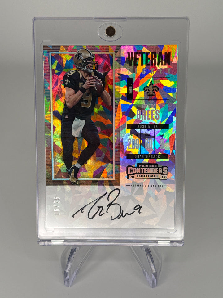 Drew Brees 2017 Panini Contenders Cracked Ice Veteran Ticket Auto, 16/25