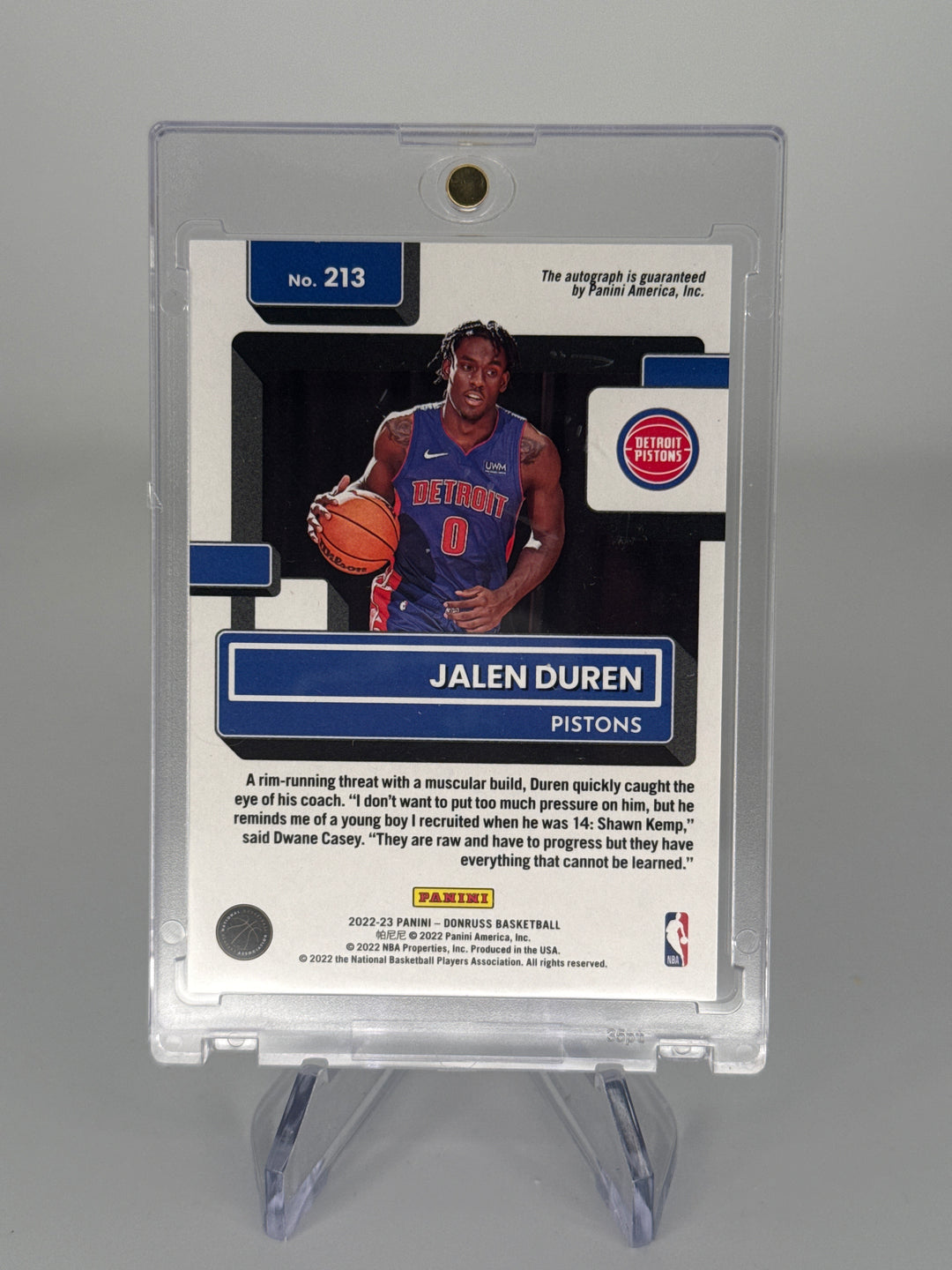 Jalen Duren 2022 Panini Donruss Blue Choice Rated Rookie Auto, 15/49