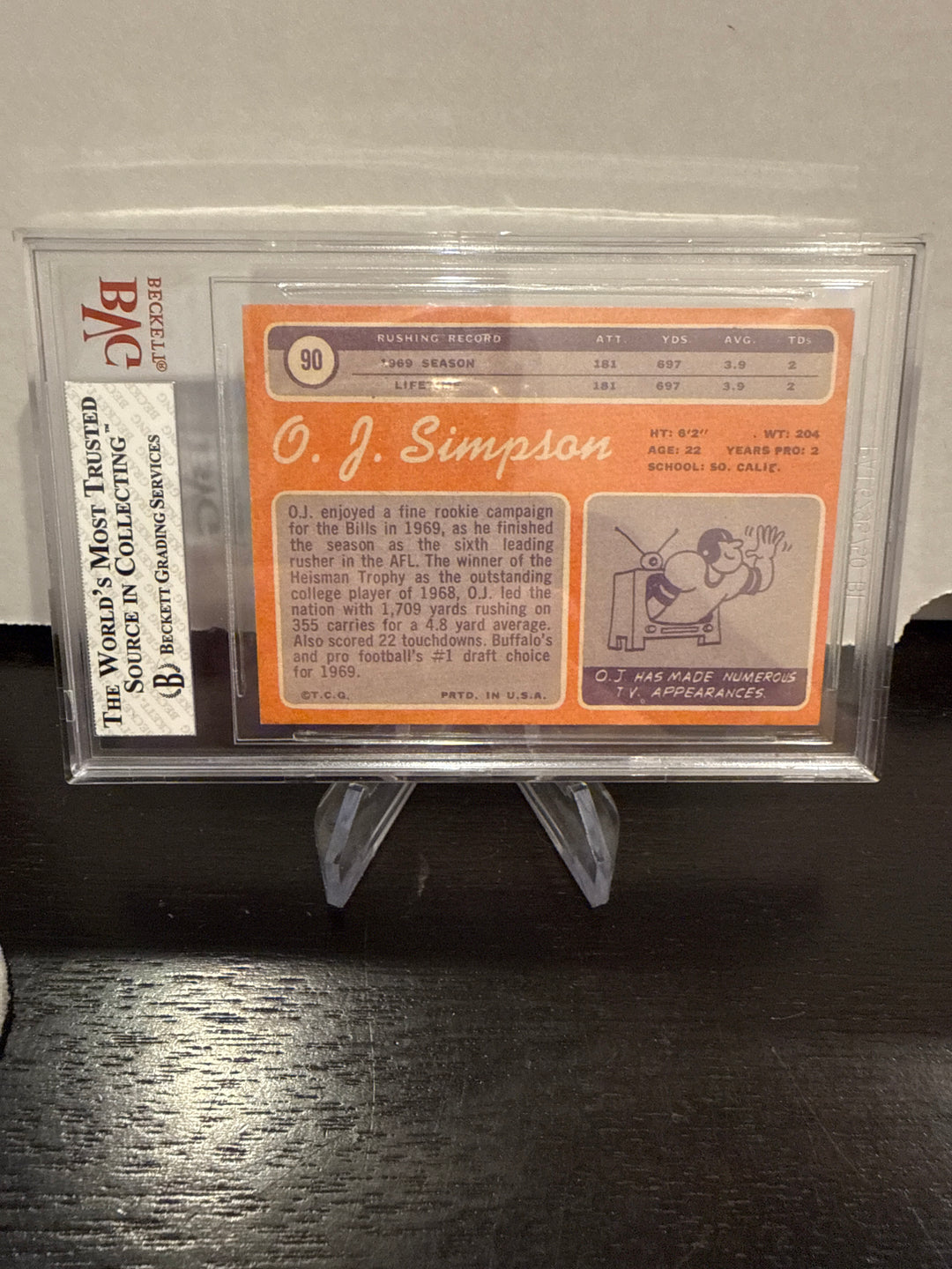 OJ Simpson 1970 Topps Rookie, BVG 2
