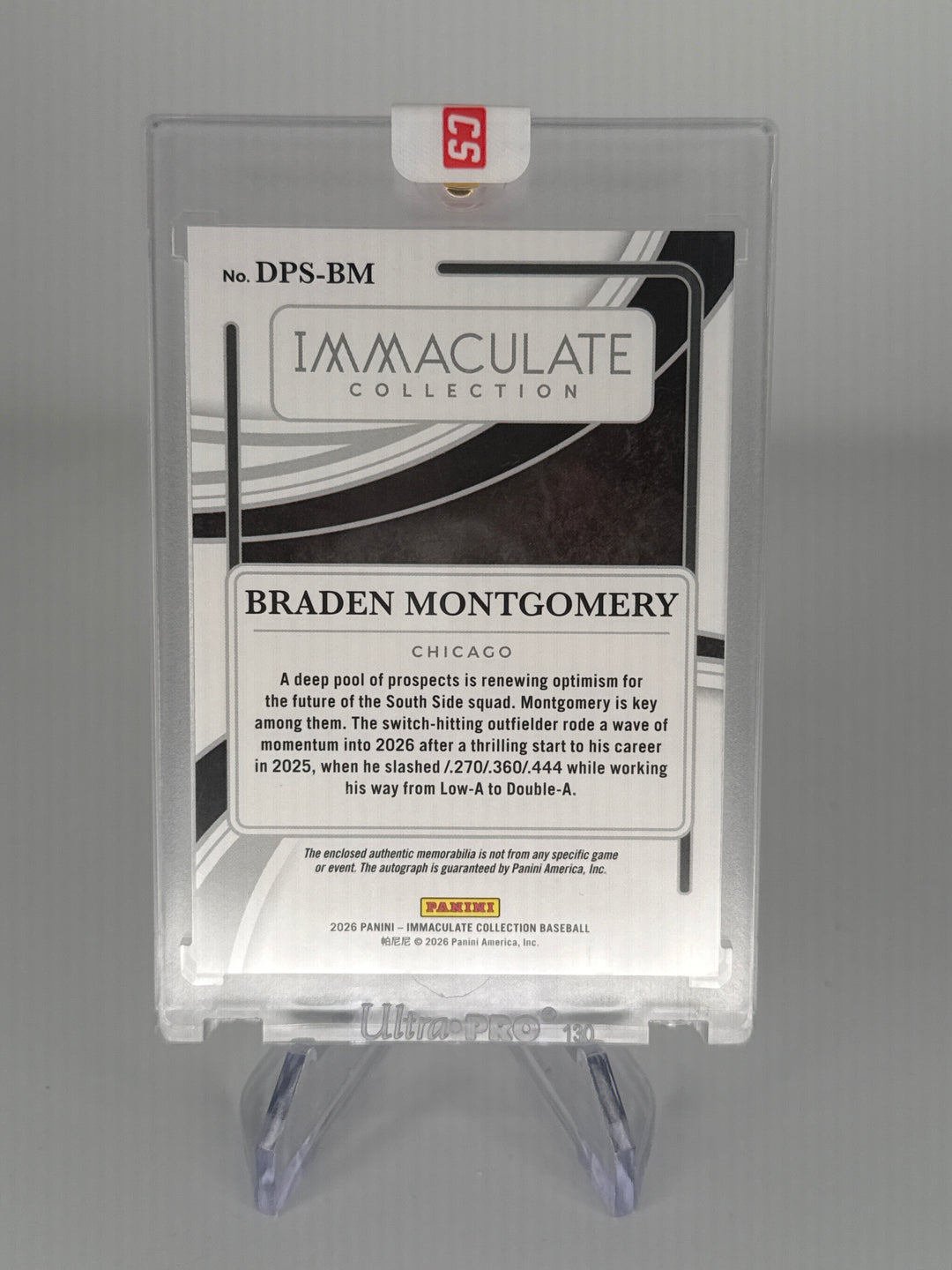 Braden Montgomery 2026 Panini Immaculate Dual Patch Auto, 13/49