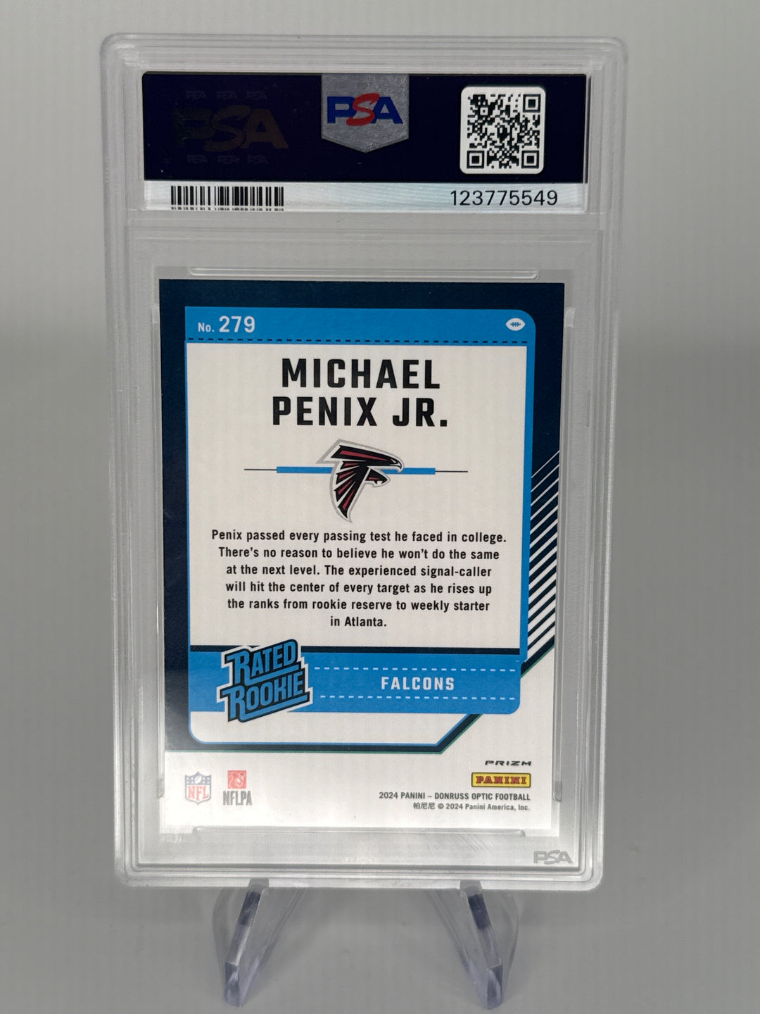 Michael Penix Jr 2024 Panini Donruss Optic Holo Rookie, PSA 10 Gem Mint