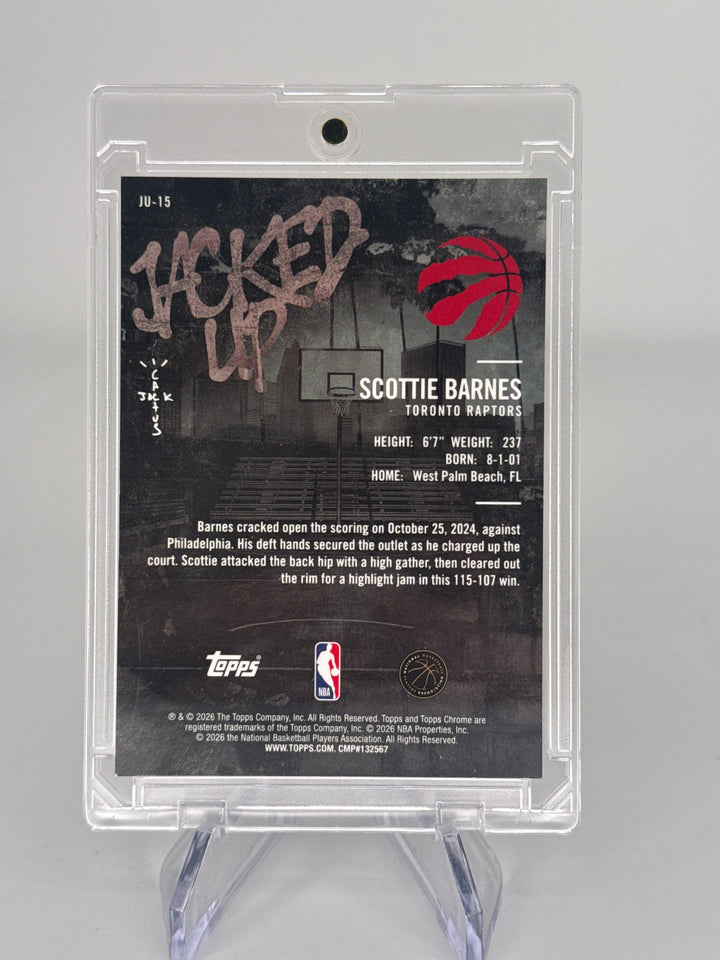 Scottie Barnes 2026 Topps Chrome Cactus Jack Jacked Up Gold Refractor, 10/50
