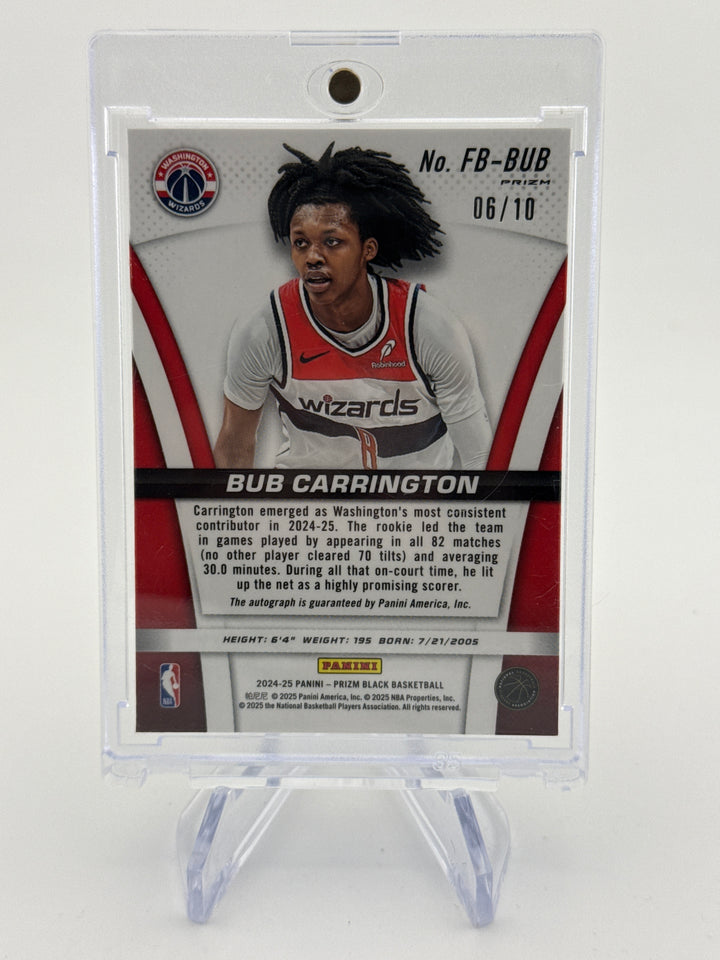 Bub Carrington 2024-2025 Panini Prizm Black Gold Rookie Auto, 06/10