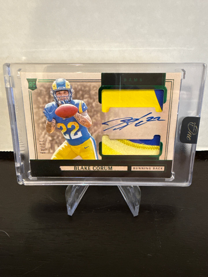 Blake Corum 2024 Panini One Rookie Patch Auto, 12/49