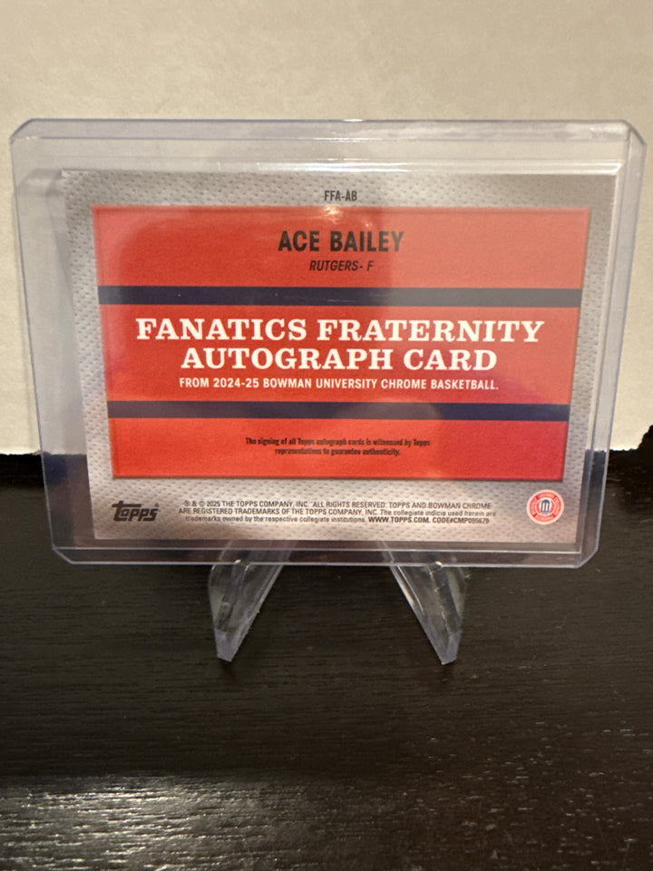 Ace Bailey 2025 Bowman Chrome University FANatics Auto